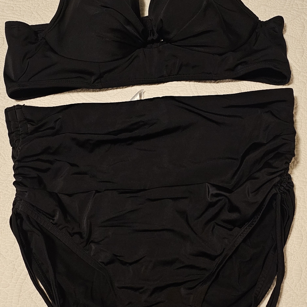 Lane Bryant Cacique Black Bathing Suit 2 Piece Size 12, 38C